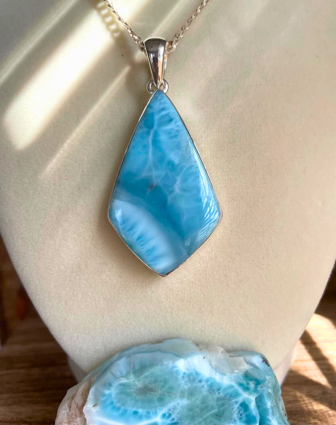 Large Larimar Drop Necklace